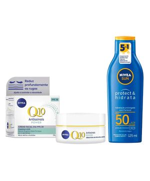 NIVEA Kit - Protetor Solar FPS50 + Creme Facial Antissinais Q10 FPS30