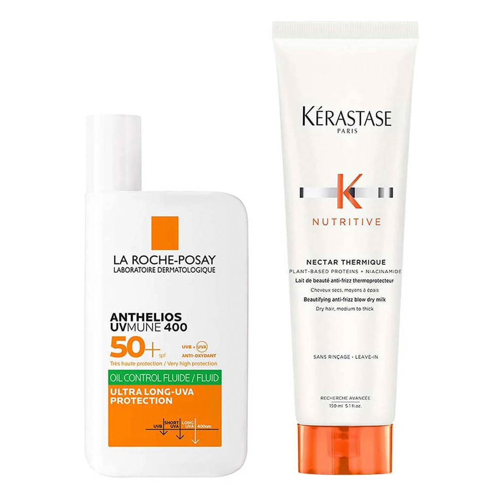 Kérastase e La Roche-Posay Kit - Protetor Térmico para Cabelos Secos + Protetor Solar Facial