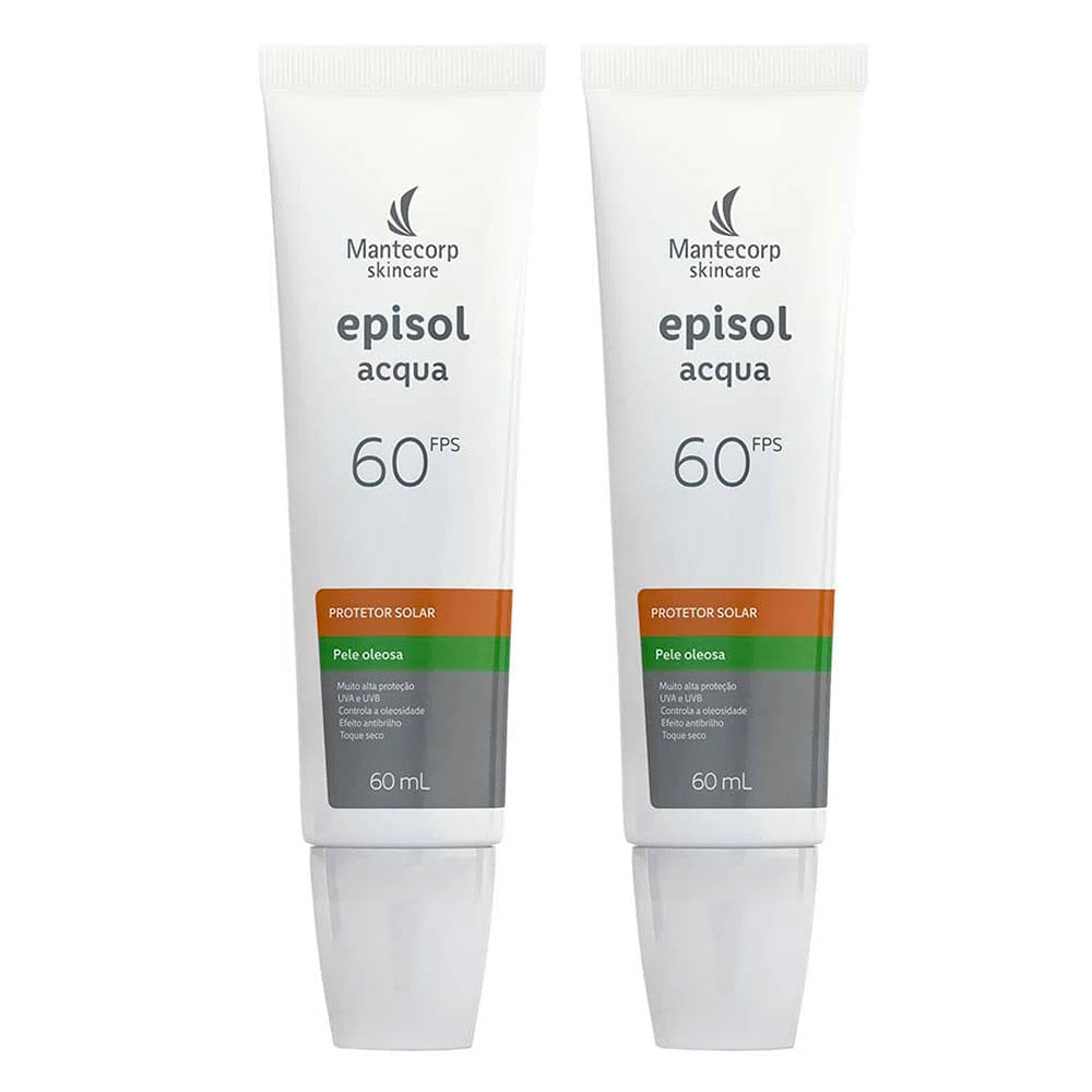Episol Acqua Protetor Solar Facial pele Oleosa FPS60 Kit com 2 unidades
