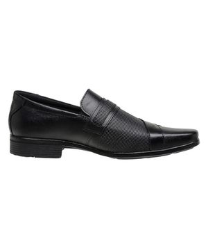 Sapato Social Masculino Elástico Couro Elegante Conforto Preto