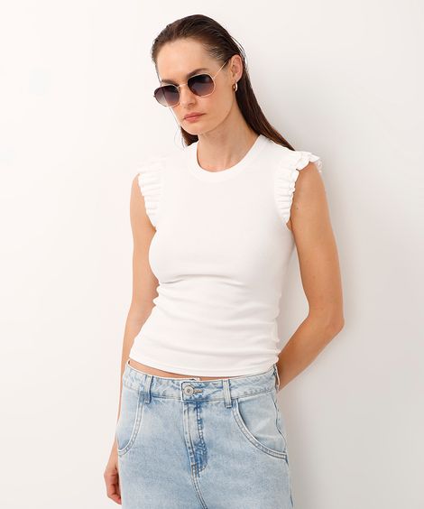 regata de algodão com babados off white