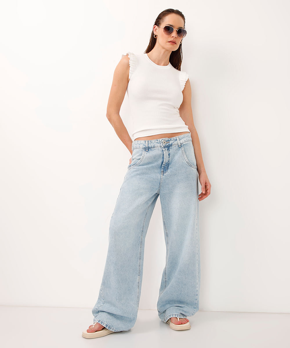 regata de algodão com babados off white