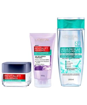 L'Oréal Paris Limpeza Kit - Água Micelar + Gel Creme Facial + Gel de Limpeza