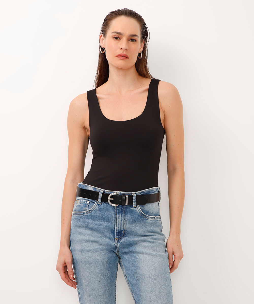 regata básica decote redondo preto