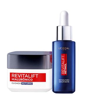 L’Oréal Paris Revitalift Kit – Sérum Facial Antirrugas Noturno Retinol 30ml + Creme Facial Anti-Idade Noturno Hialurônico 49g