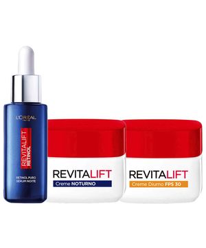 L’Oréal Paris Revitalift Kit – Sérum Antirrugas Noturno Retinol 30ml + Creme Anti-Idade Diurno 49g + Creme Noturno Anti-Idade Pro-Retinol 49g