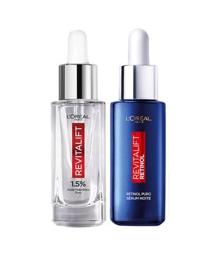 L’Oréal Paris Kit – Sérum Preenchedor Facial Anti-Idade Revitalift Hialurônico 30ml + Sérum Facial Antirrugas Noturno Revitalift Retinol 30ml