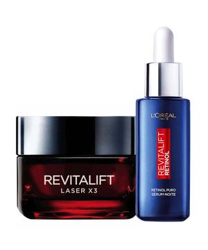 L’Oréal Paris Revitalift Kit – Sérum Facial Antirrugas Noturno Retinol 30ml + Creme Anti-Idade Laser X3 50ml