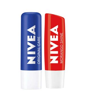 NIVEA Kit – Hidratante Labial Morango Shine + Protetor Labial Original Care