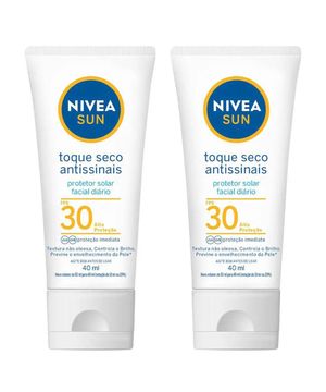 NIVEA Sun Kit com 2 Protetores Faciais Toque Seco Antissinais FPS30