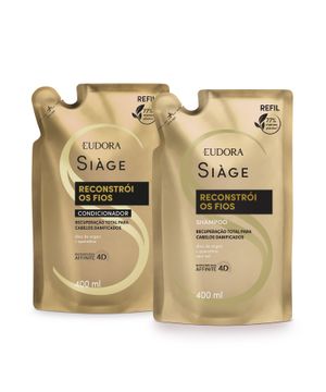 Combo Siàge Reconstrói os Fios:  Refil Condicionador 400ml + Shampoo 400ml