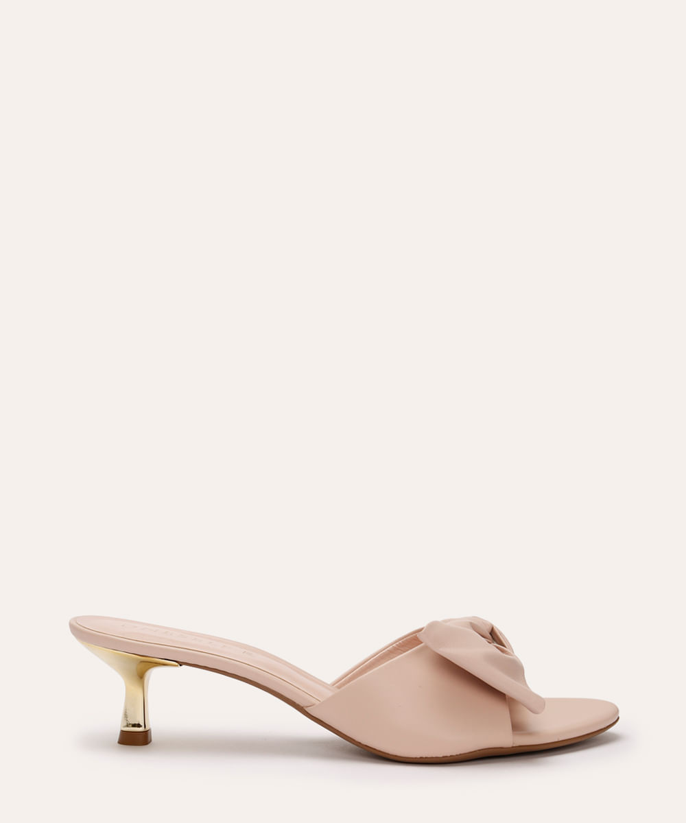 tamanco com laço salto cromado oneself rosa