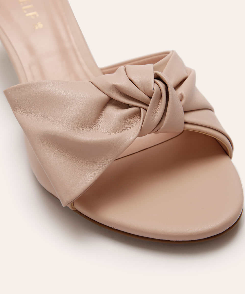 tamanco com laço salto cromado oneself rosa