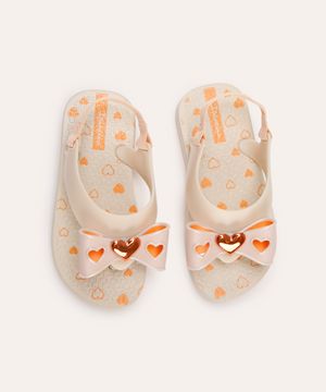 chinelo infantil ipanema belle com elástico bege