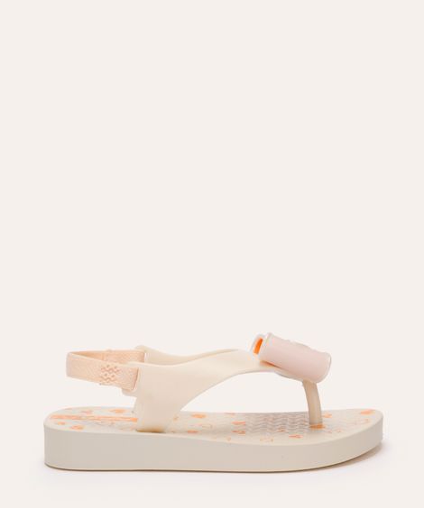 chinelo infantil ipanema belle com elástico bege