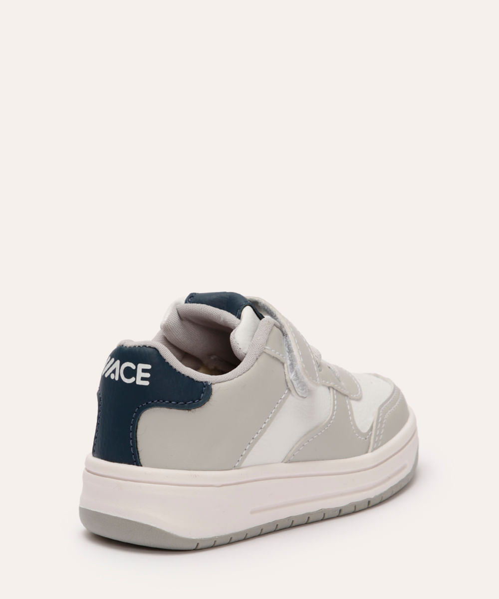 tênis infantil com velcro ace cinza