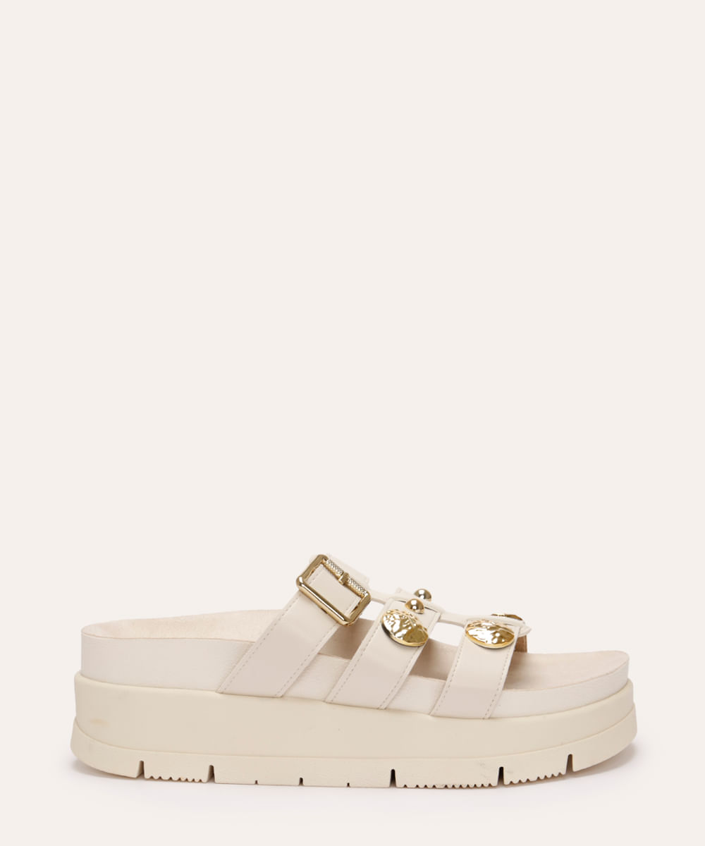 sandália flatform com tachas oneself off white