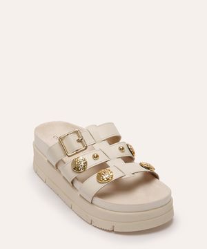 sandália flatform com tachas oneself off white