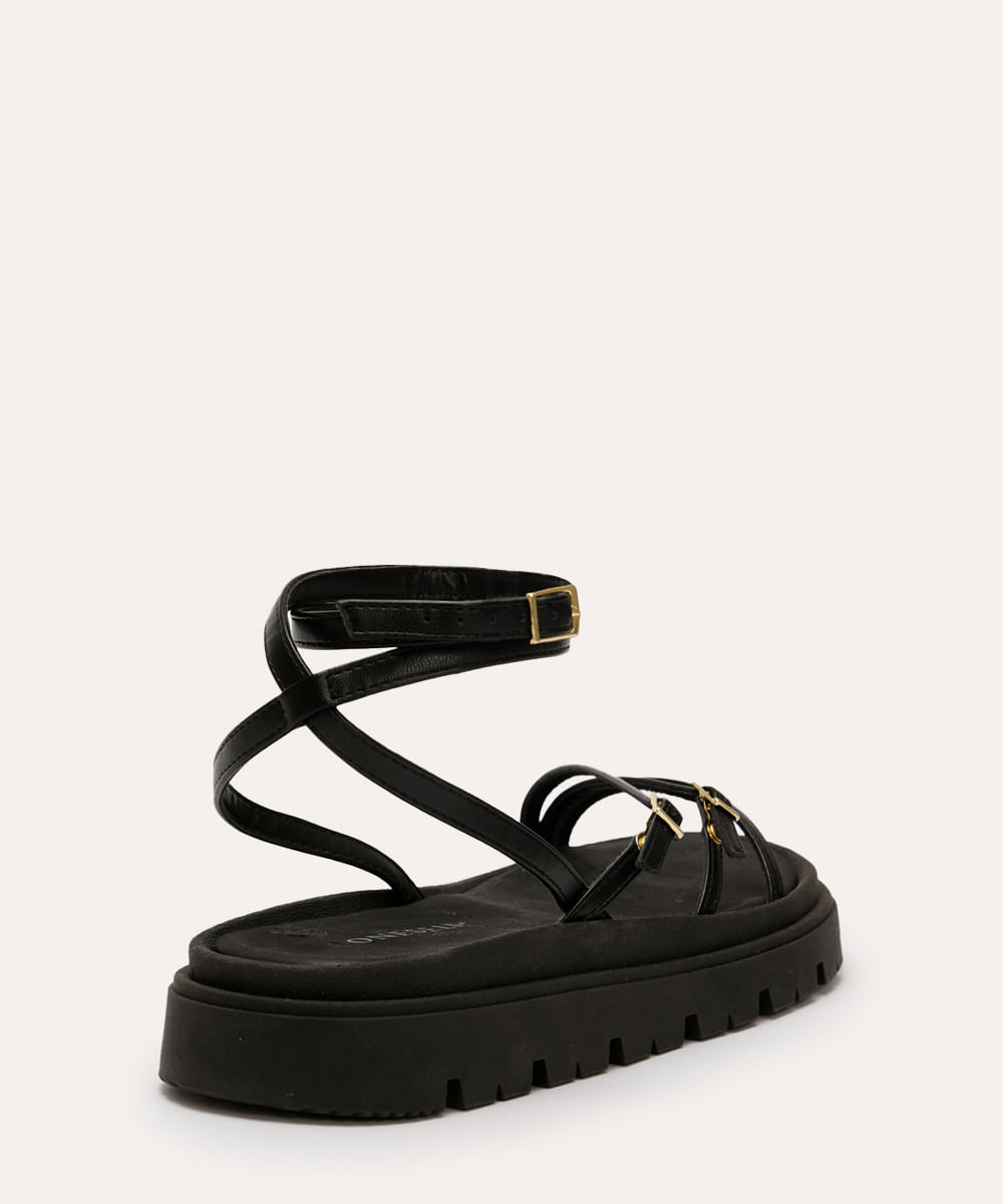 sandália flatform tiras finas oneself preto