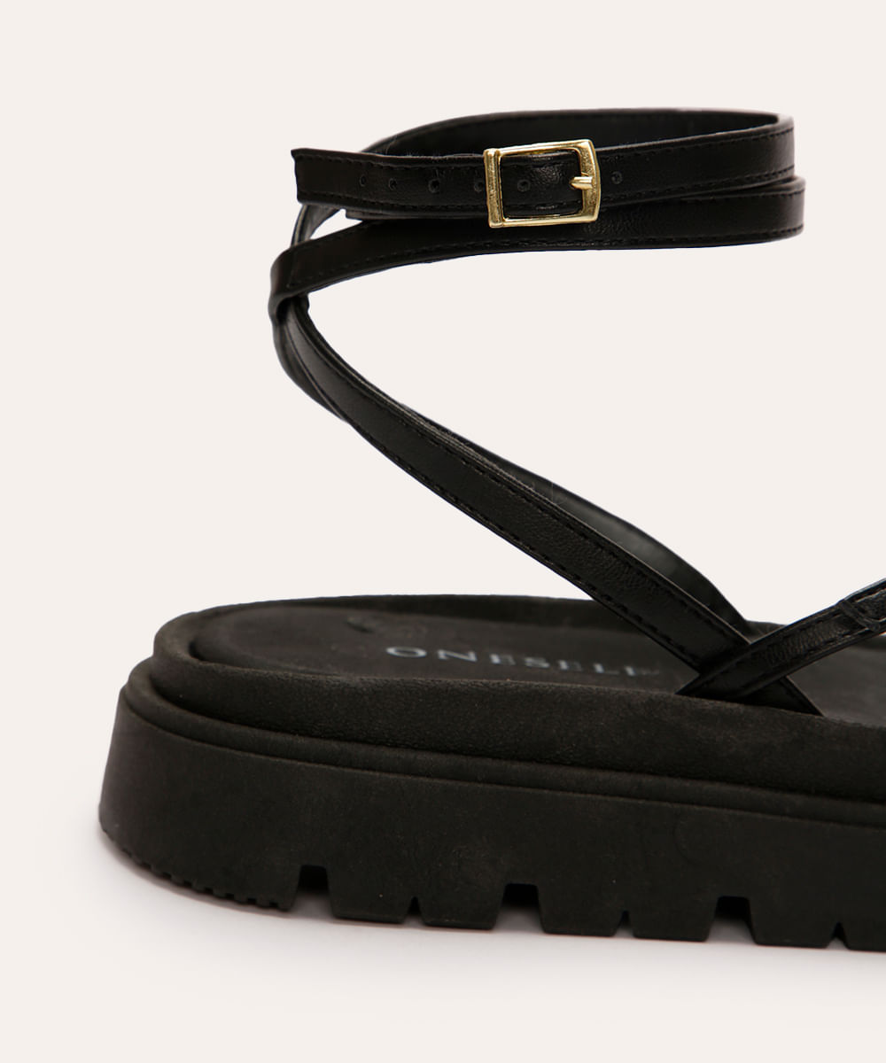 sandália flatform tiras finas oneself preto