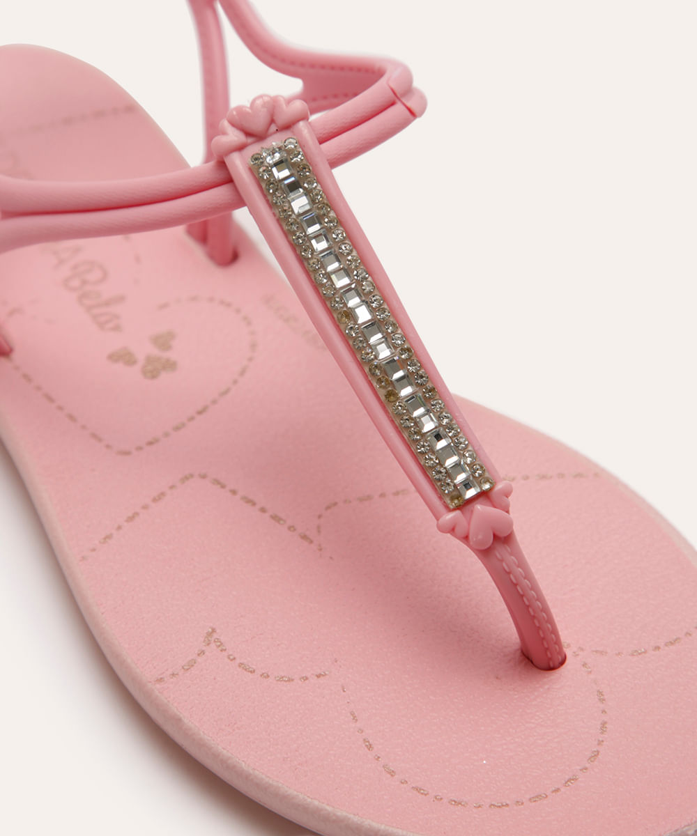 sandália infantil grendha bela com brilho rosa