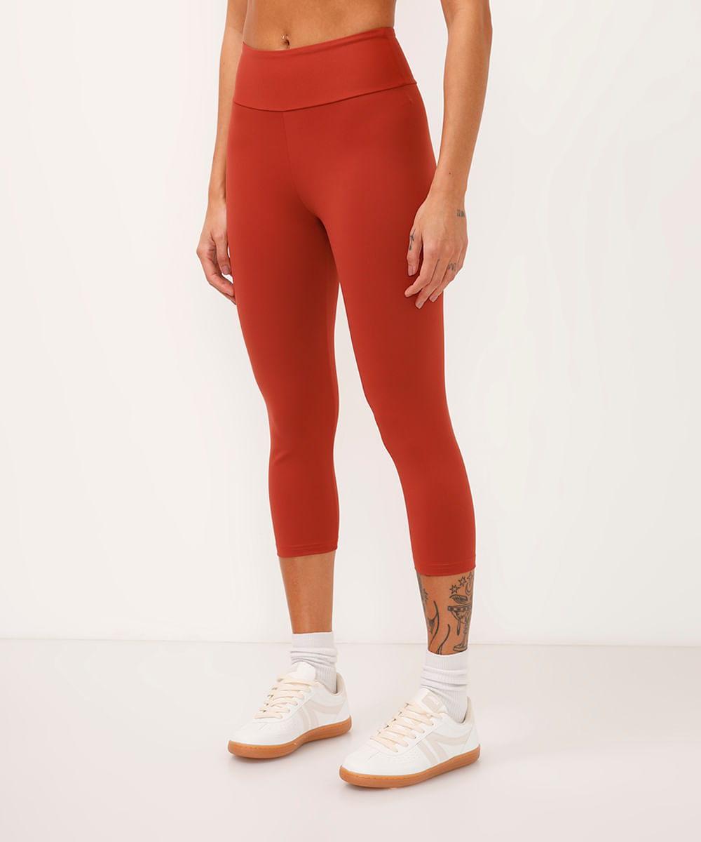 calça capri básica esportiva laranja