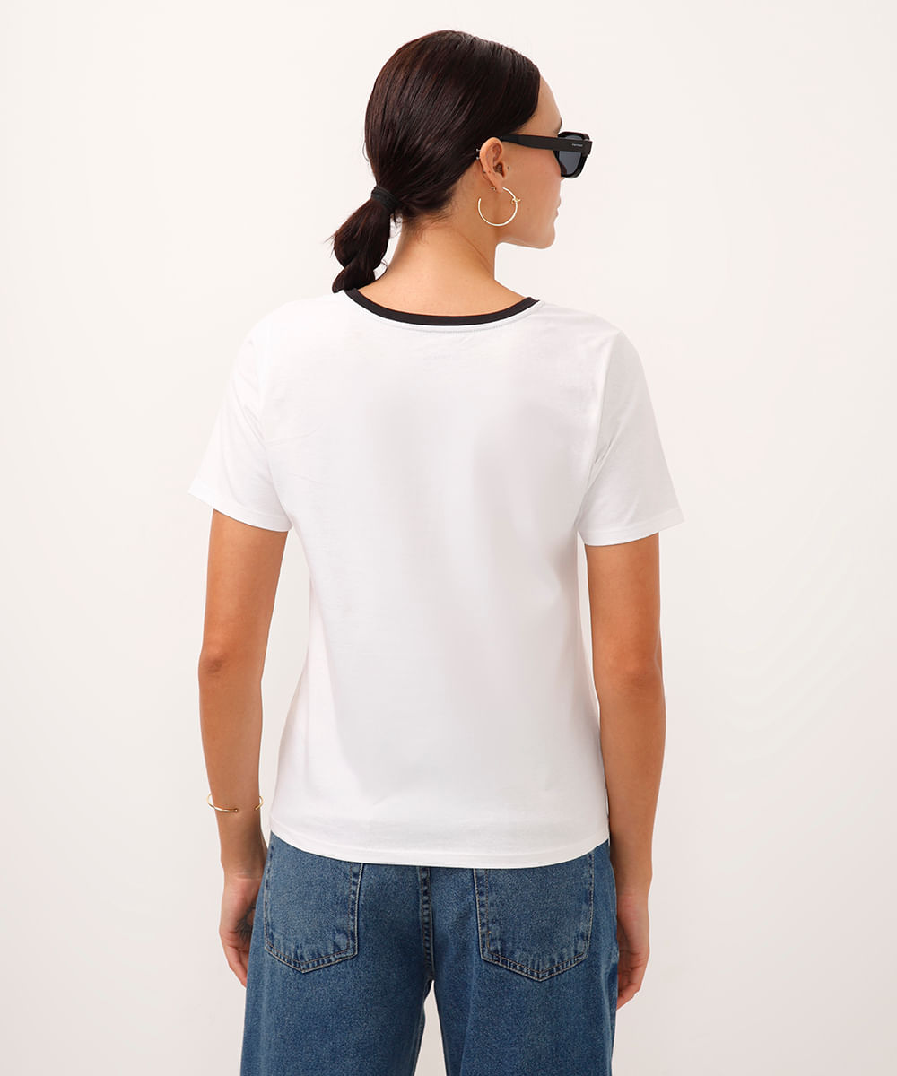 camiseta de algodão manga curta brooklyn off white