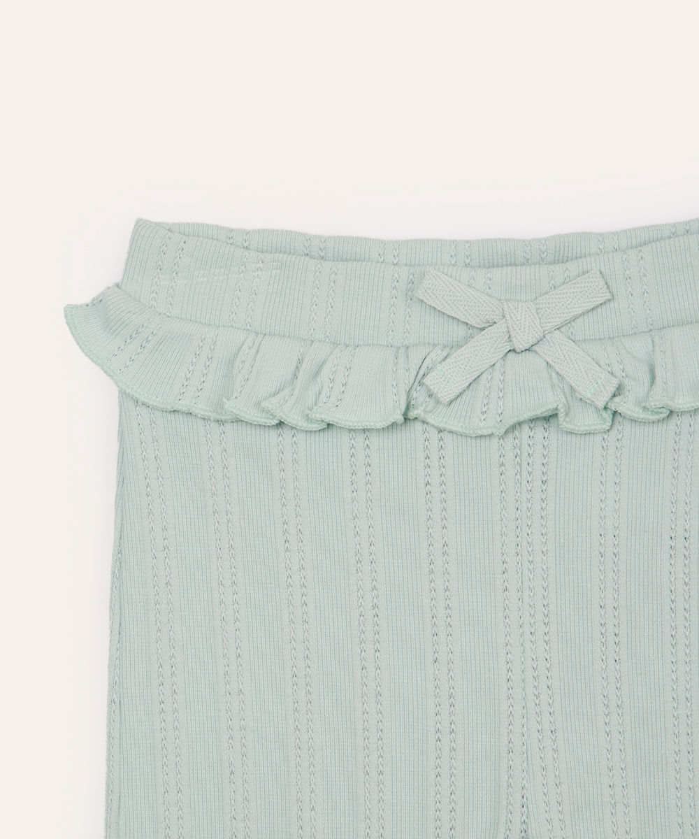 calça infantil texturizada cós com babado verde