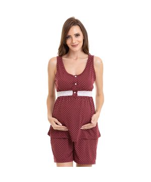 Pijama Curto Bermudoll Gestante Regata com Renda Luna Cuore