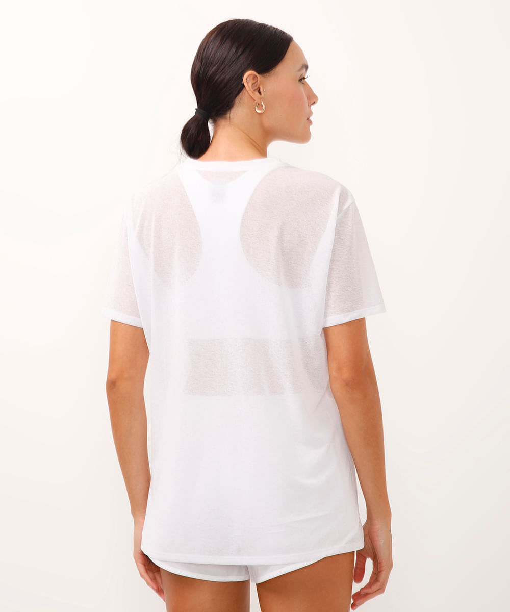 camiseta devorê manga curta esportiva off white