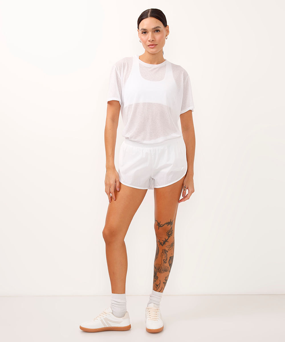 camiseta devorê manga curta esportiva off white