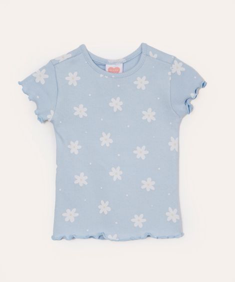 blusa infantil de algodão margarida fru fru azul