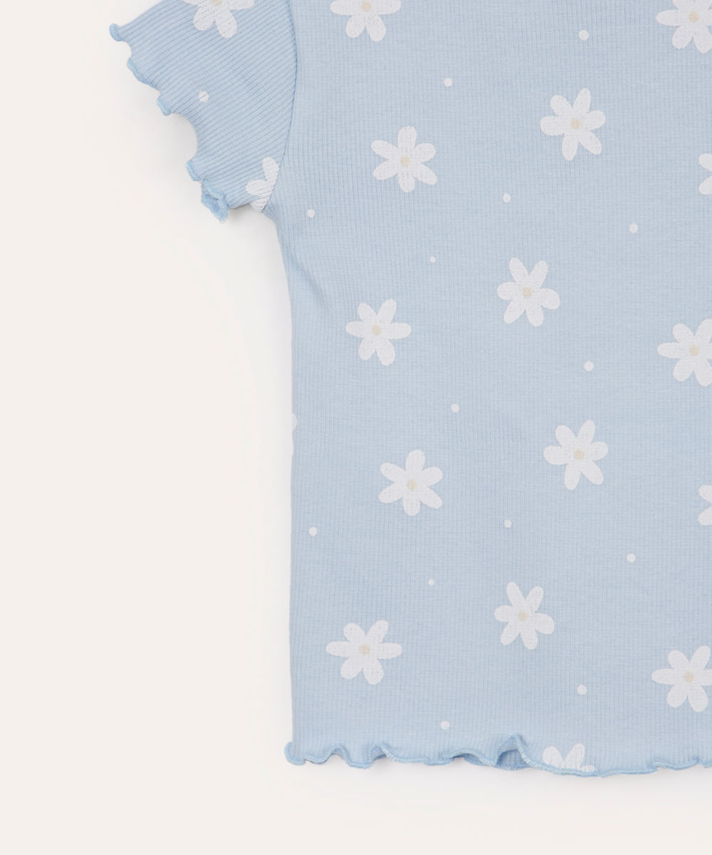 blusa infantil de algodão margarida fru fru azul