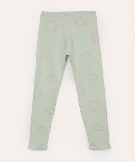 calça legging infantil corações verde