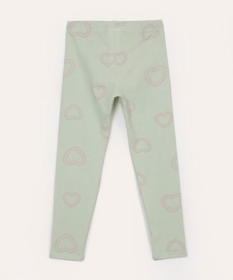 calça legging infantil corações verde