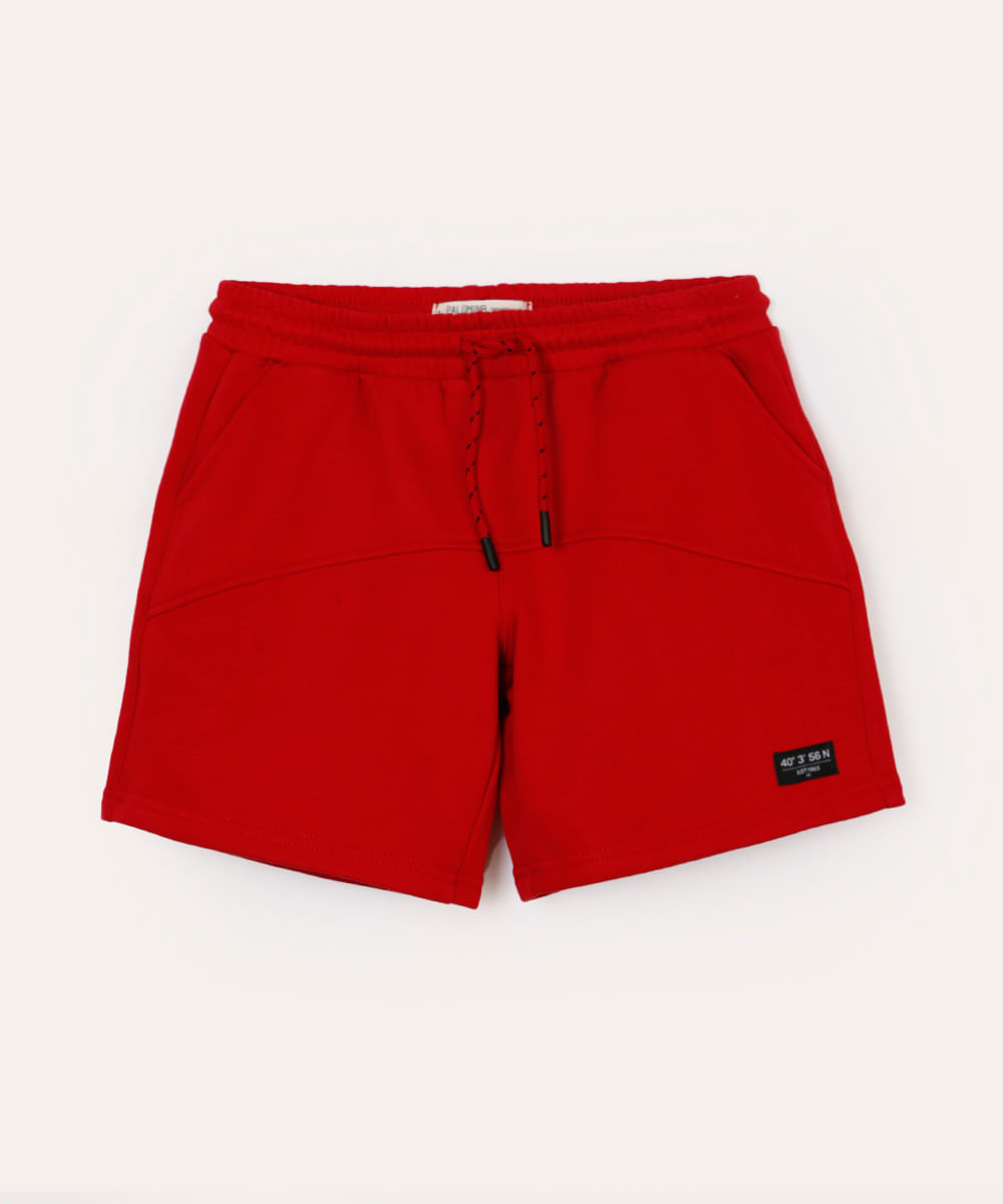 bermuda de moletom infantil recorte vermelho