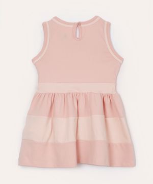 vestido infantil de algodão listrado rosa