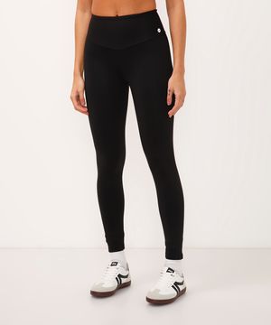 calça legging cós largos bolso nas costas esportiva ace preta