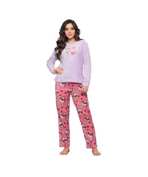 Pijama Longo Feminino Fleece Estampado