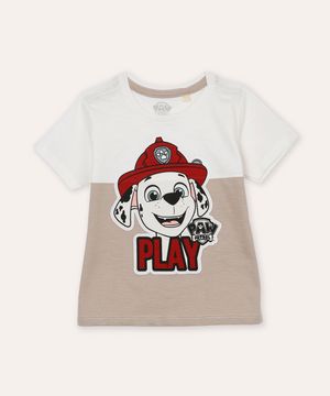 camiseta de algodão infantil marshall patrulha canina bege