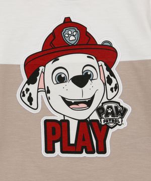 camiseta de algodão infantil marshall patrulha canina bege