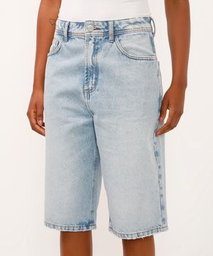 bermuda jorts jeans cintura alta azul