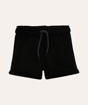 short infantil de moletom cós com cordão preto