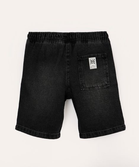 bermuda jeans infantil cós elástico preto