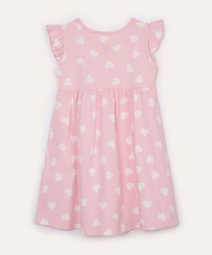 vestido infantil de algodão corações rosa