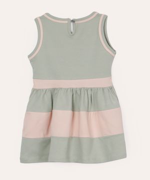 vestido infantil de algodão listrado verde