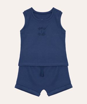 conjunto infantil de algodão regata e short azul