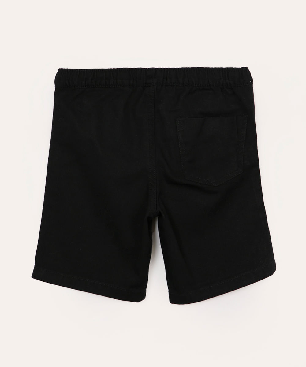 bermuda de sarja infantil cós com elástico e cordão preto