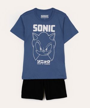 pijama infantil de algodão sonic azul