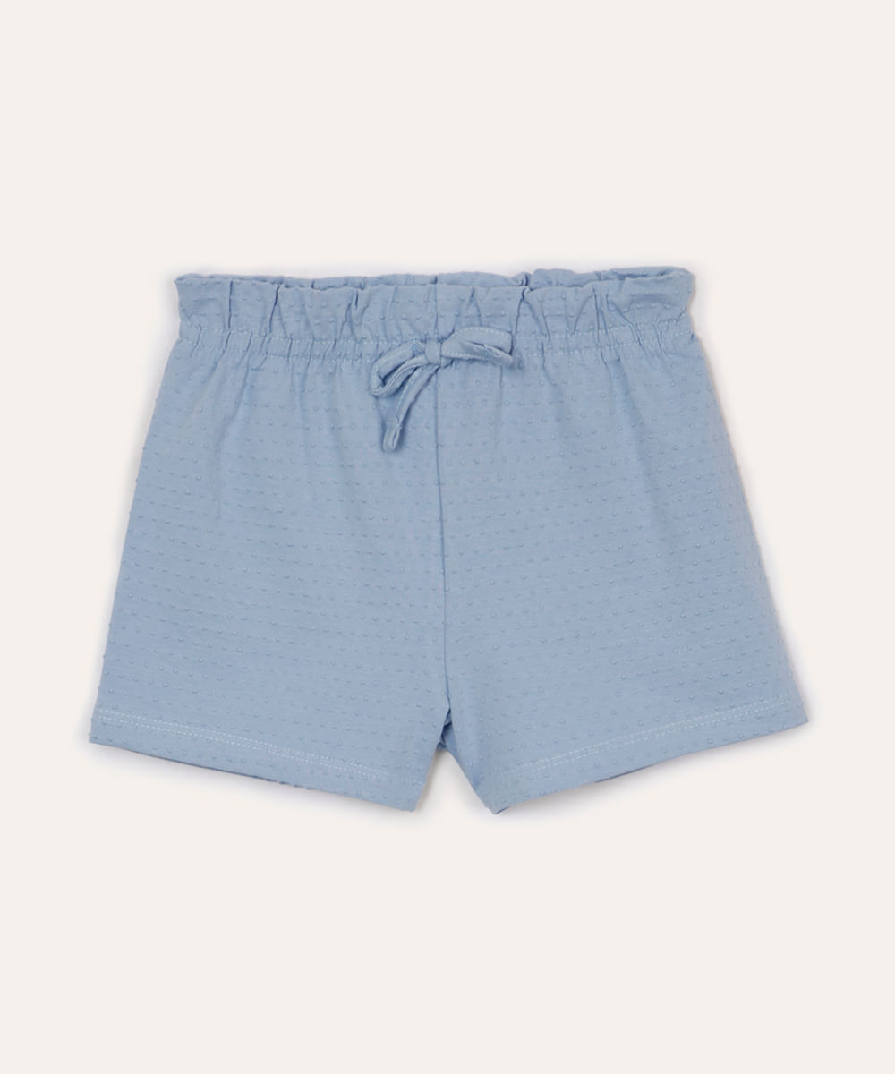 short de algodão infantil texturizado azul